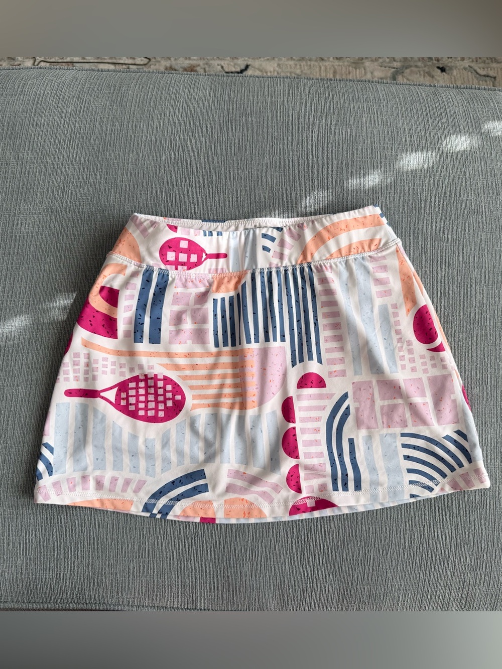 Athletic Prince Girls Tennis Skirt in White with Pink & Blue Accents